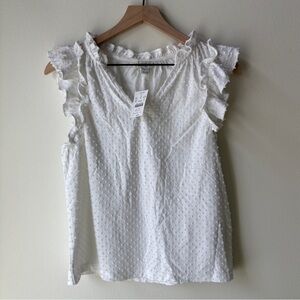 J. Crew Ruffle Sleeve Clip Dot Tank